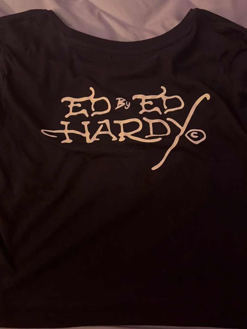 Ed Hardy Black Graphic Tee with Heart & Skull Design